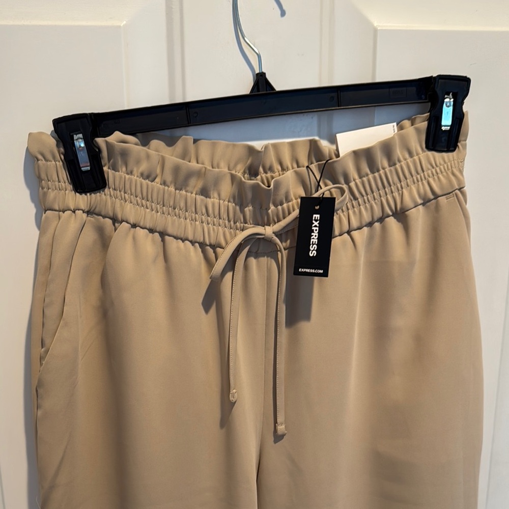 Wide leg super high rise paper bag waist lightweight pants